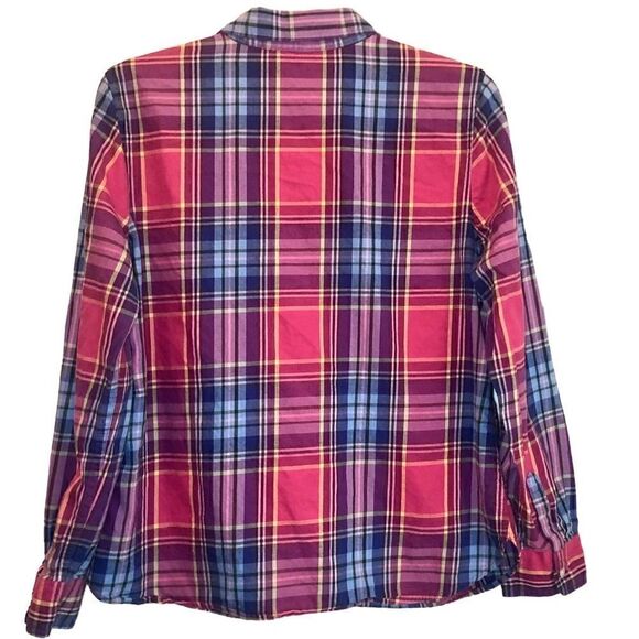 Talbots Plaid Flannel in Pink/Blue/Purple Women’s M - Picture 4 of 6